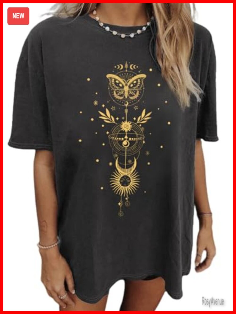 Women's Oversized Graphic Tunic Tee Short Sleeve Crew Neck Casual Soft